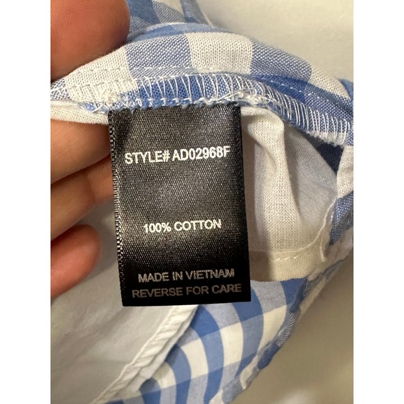 Lumiere Anthropologie Gingham Print Tie Front Dress Blue & White Size Large NWT - Picture 15 of 15